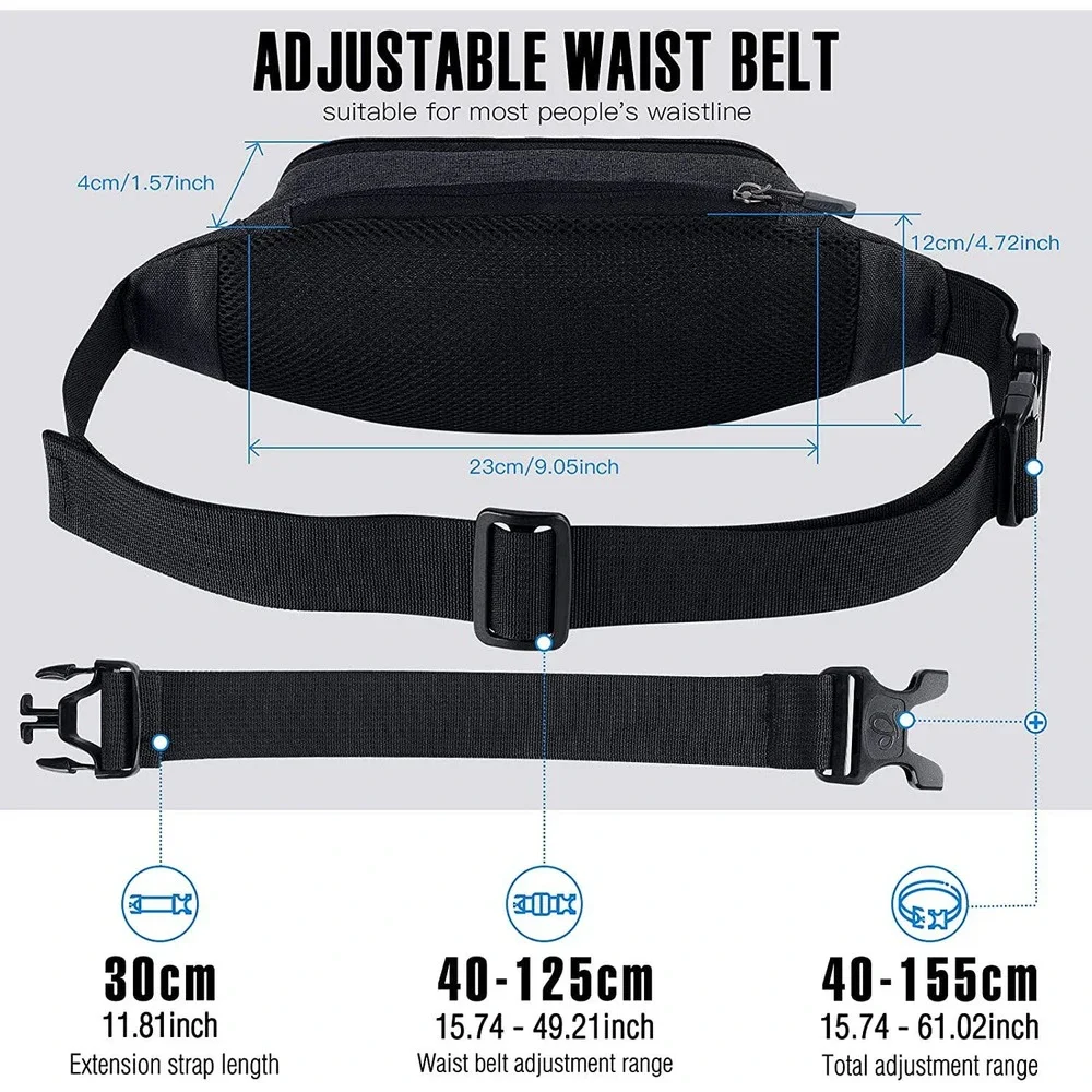 WATERFLY Bum Bag Waist Bag Small Stylish - Black